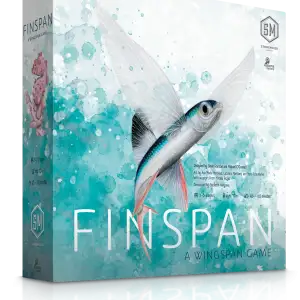 Finspan board game box featuring aquatic artwork