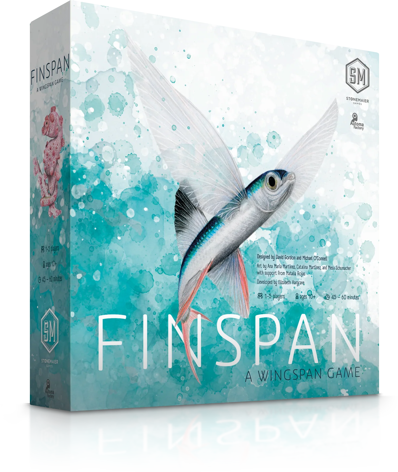 Finspan board game box featuring aquatic artwork