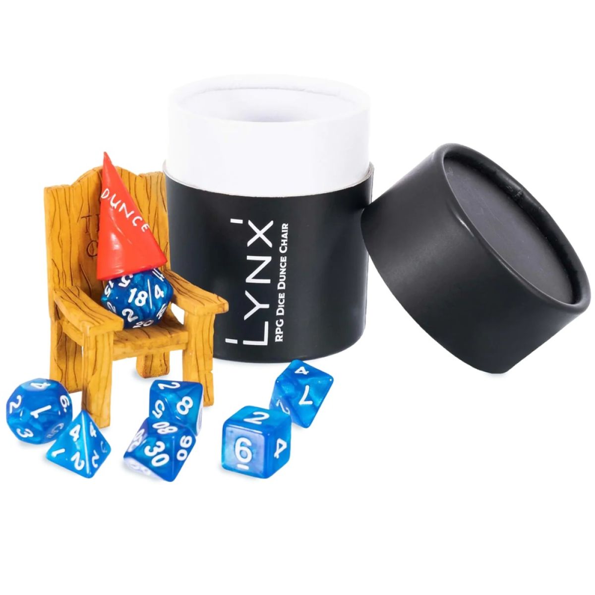 Dice Jail Chair and Dunce Hat tabletop accessory