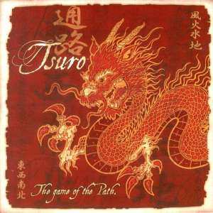 Tsuro board game box and path tiles