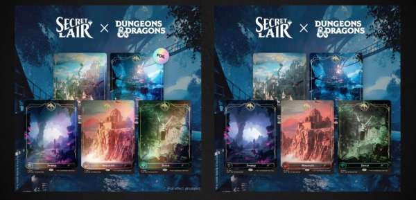 Secret Lair Lands of the Forgotten Realms full land card set featuring Dungeons & Dragons themed Magic lands
