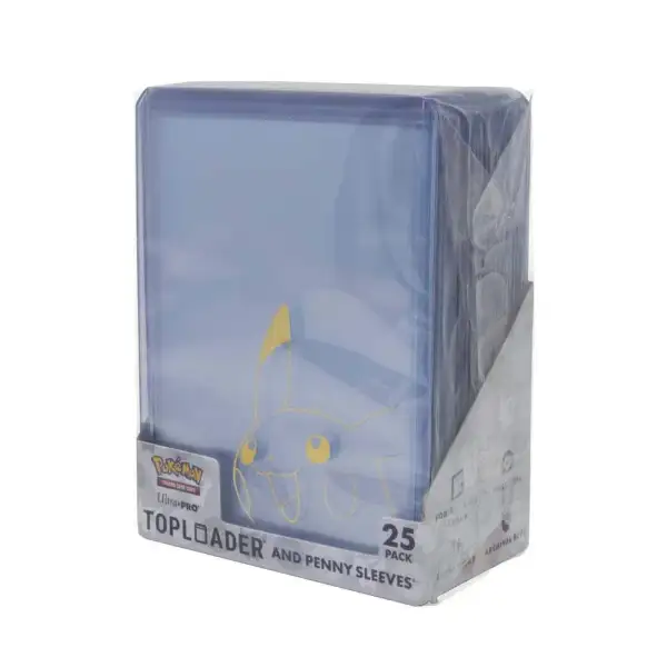 Pikachu Toploader and Penny Sleeves Combo Pack 25 count for Pokémon cards