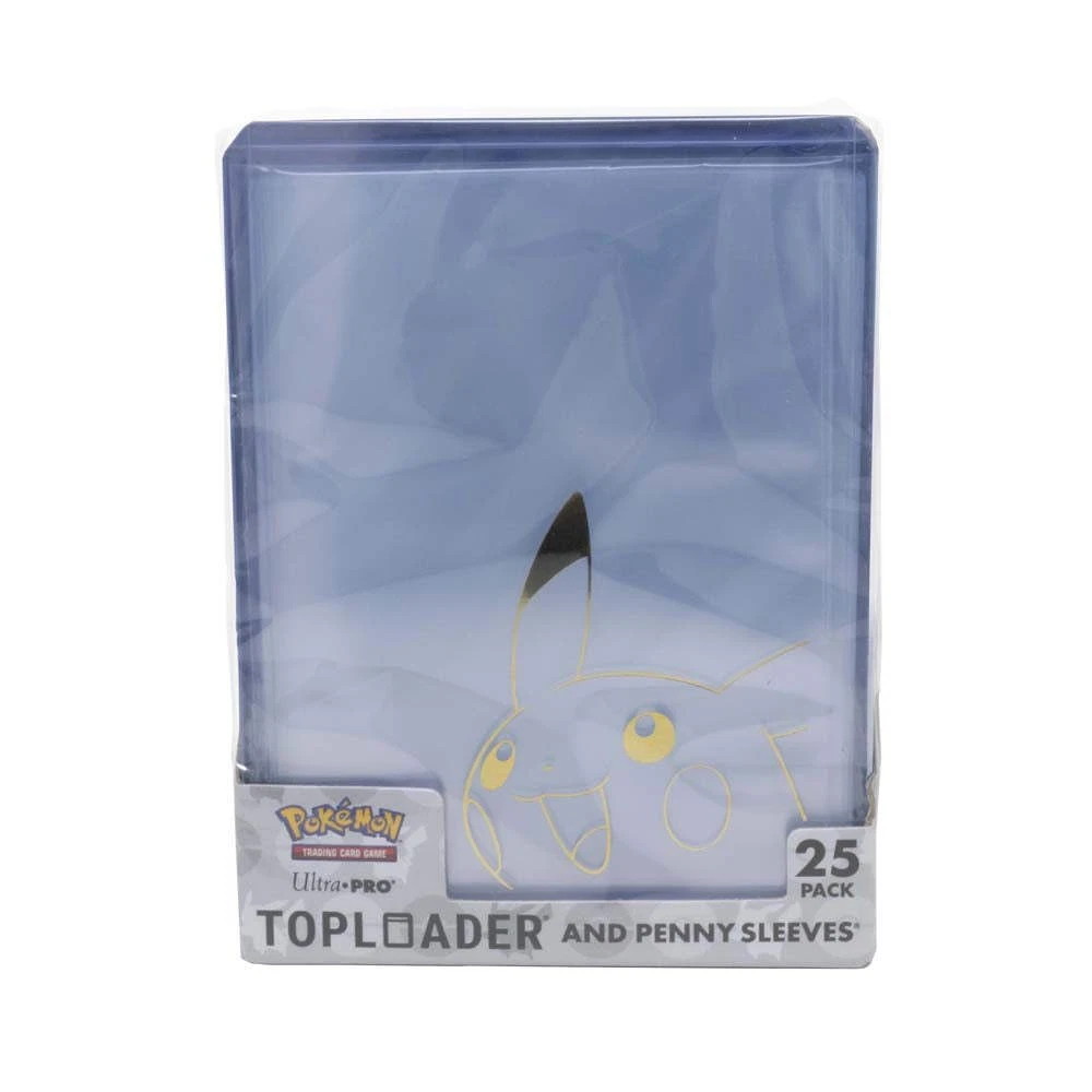 Pikachu Toploader and Penny Sleeves Combo Pack 25 count for Pokémon cards
